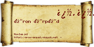 Áron Árpád névjegykártya