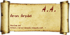 Áron Árpád névjegykártya