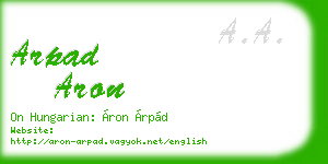 arpad aron business card